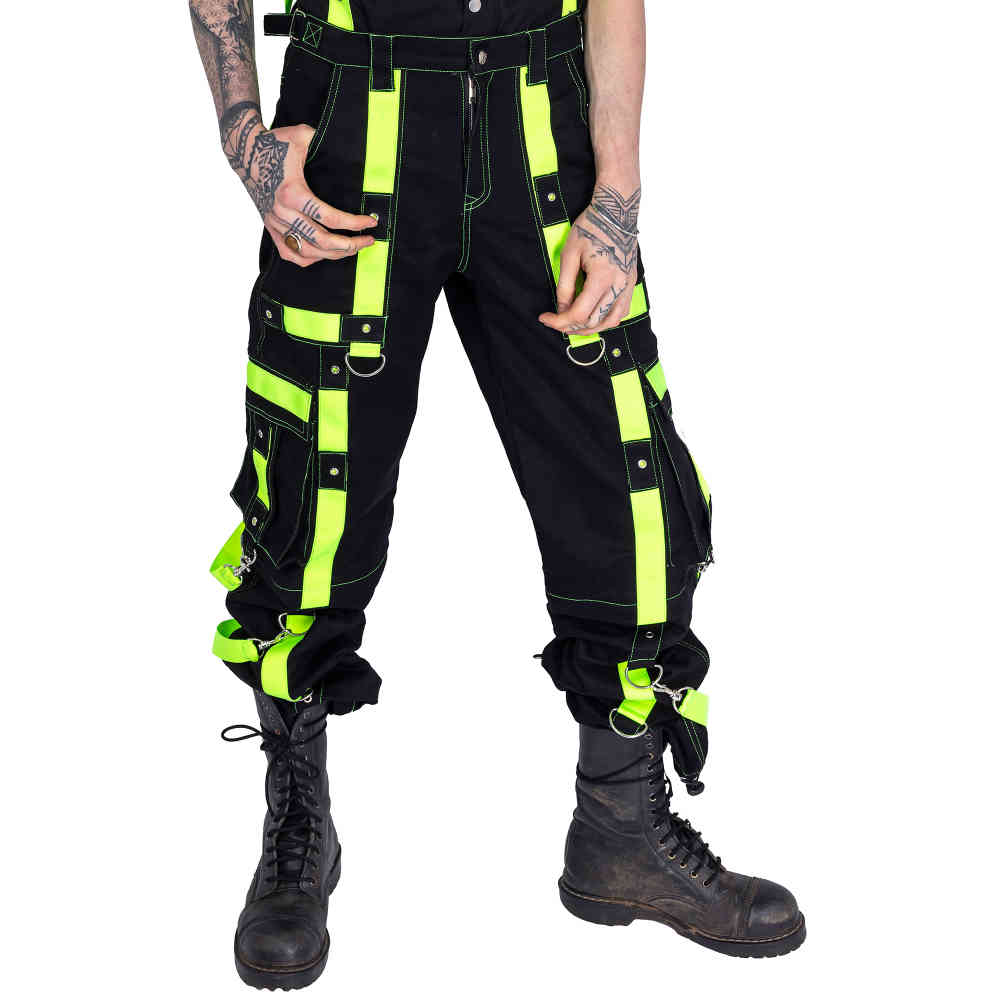 Poizen Industries - ETERNAL Wide leg trousers - Black/Green